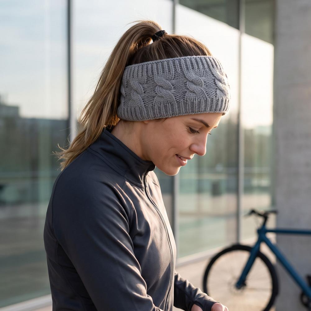 Fleece Ear Warmer Band - Bando Bulu Imitasi untuk Musim Dingin,