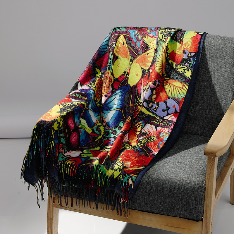 Shawl Wrap Winter - Syal kasmir lukisan minyak merek mewah