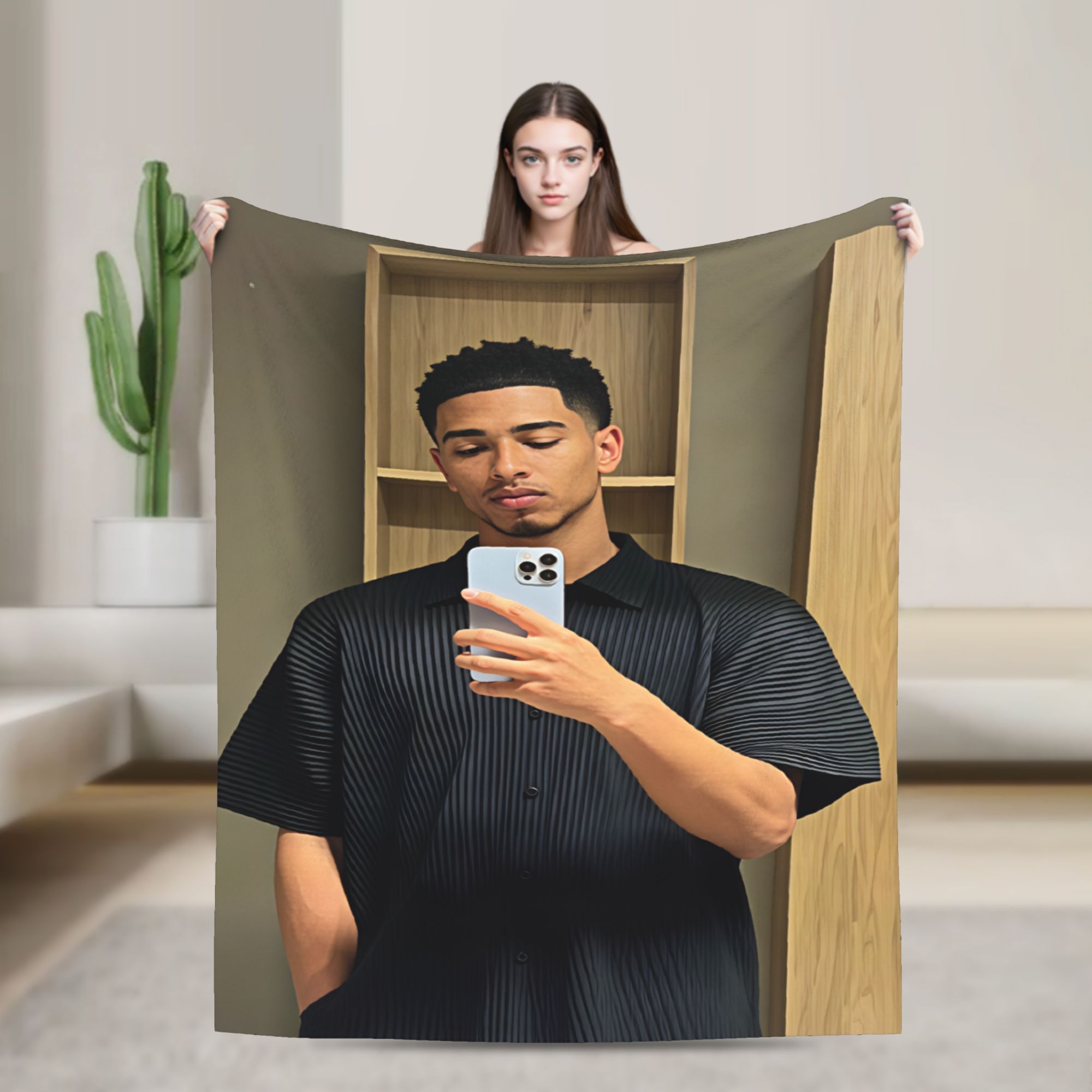 Flannel Shirt Lined - Jude Bellingham Kemeja Kasual Selimut Selfie
