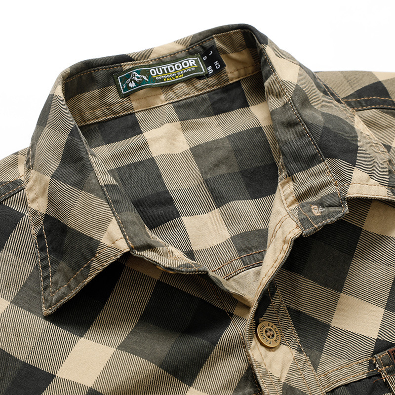 Kemeja Kerja Retro Pria Motif  - Flannel Shirt Lined ulasan dan harga